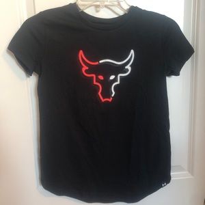 Under Armour, The Rock T-shirt, Black/Pink/White, Youth Girls